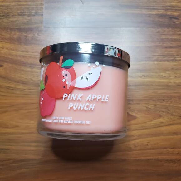 Bath & Body Works Pink Apple Punch NEW 3 Wick Candle 14.5 oz Full Size - Picture 5 of 6